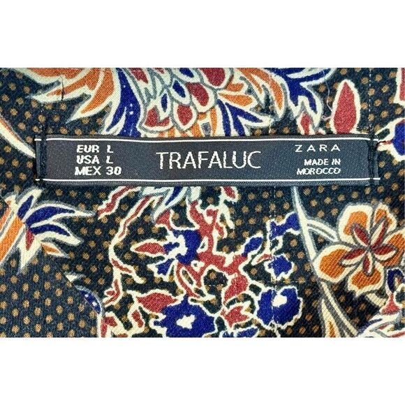 Zara Trafaluc Designer ZARA Floral Long Sleeve Printed Shirt Lined Dress Large - Picture 4 of 8